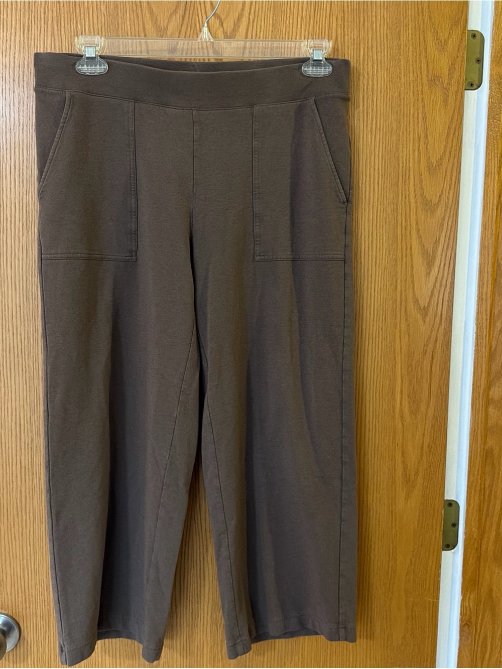 Pure Jill J. Jill Brown Wide-Leg Cropped Pima Cotton Modal Pants Women’s Medium